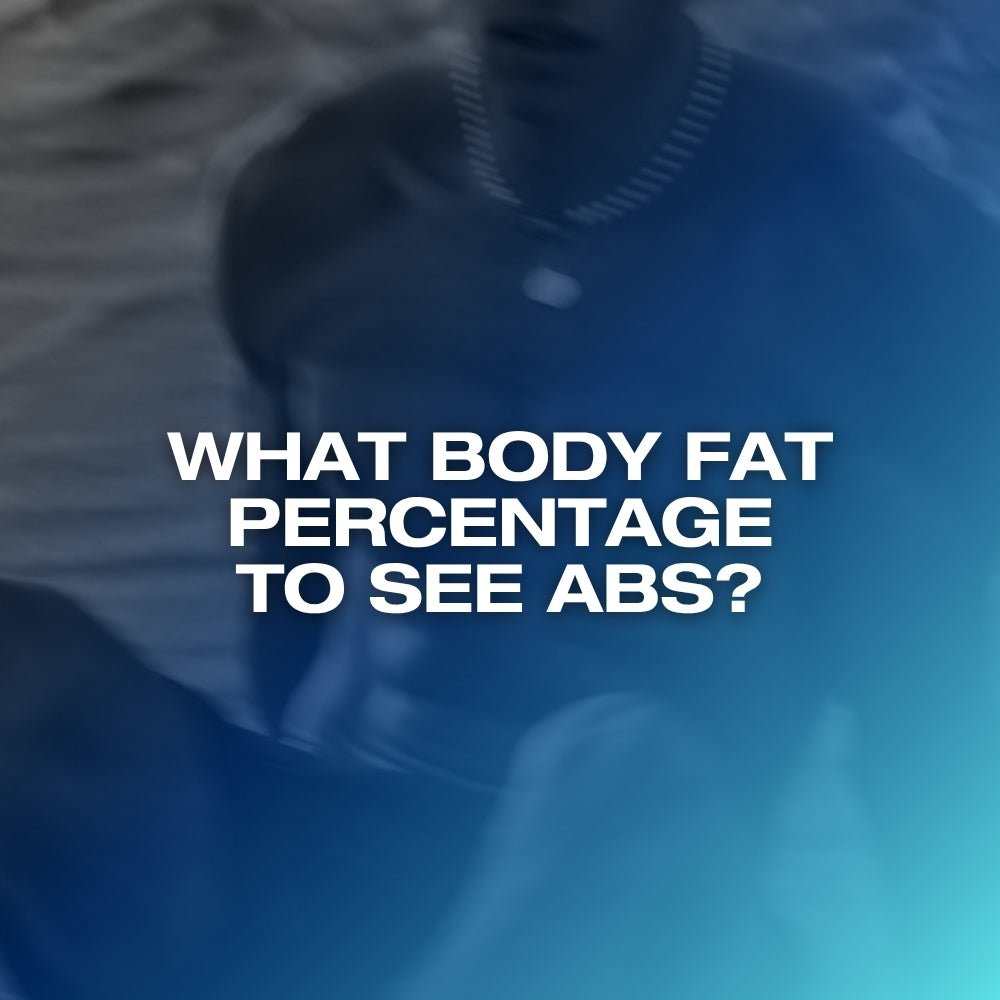 Body fat percentage for abs: ETERNO blog feature image with the headline What Body Fat Percentage Do You Need to See Abs over a dark blue gradient