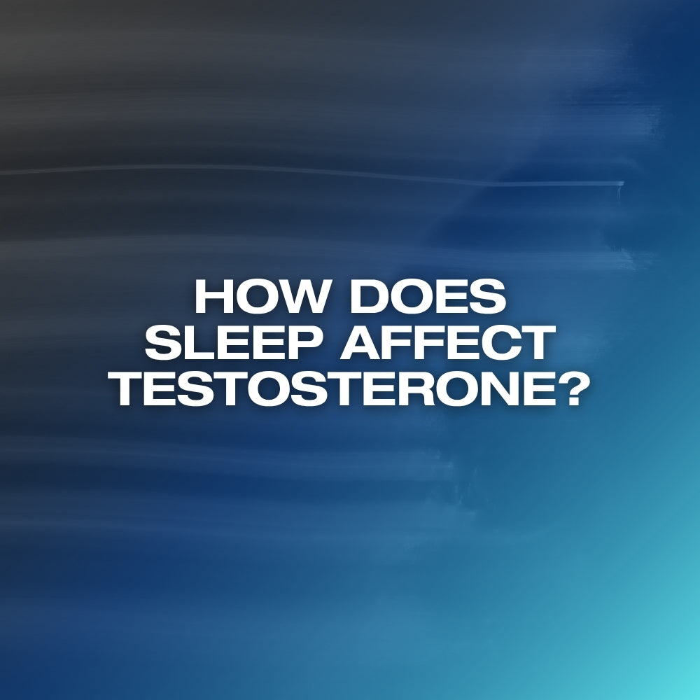 How does sleep affect testosterone: ETERNO blog feature image with the headline How Does Sleep Affect Testosterone over a dark blue gradient.
