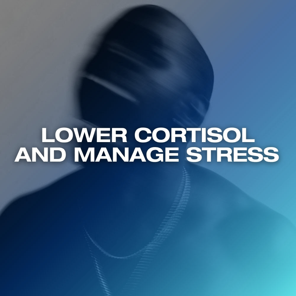 Calm man breathing by a window at dawn, ETERNO blog feature image for how to lower cortisol and manage stress naturally for men