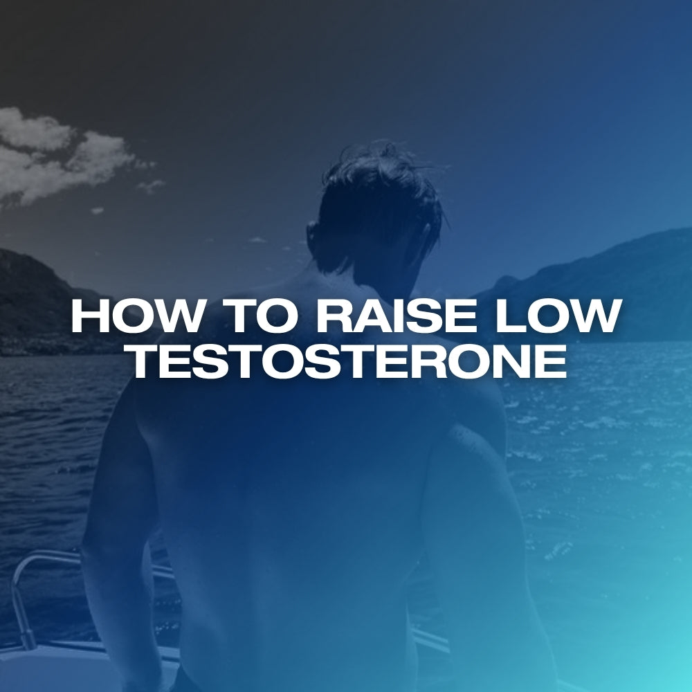How to raise low testosterone without TRT: ETERNO blog feature image with the headline How to Raise Low Testosterone over a dark blue gradient