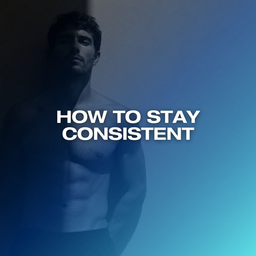 How to stay consistent at the gym: ETERNO blog feature image with the headline How to Stay Consistent over a dark blue gradient