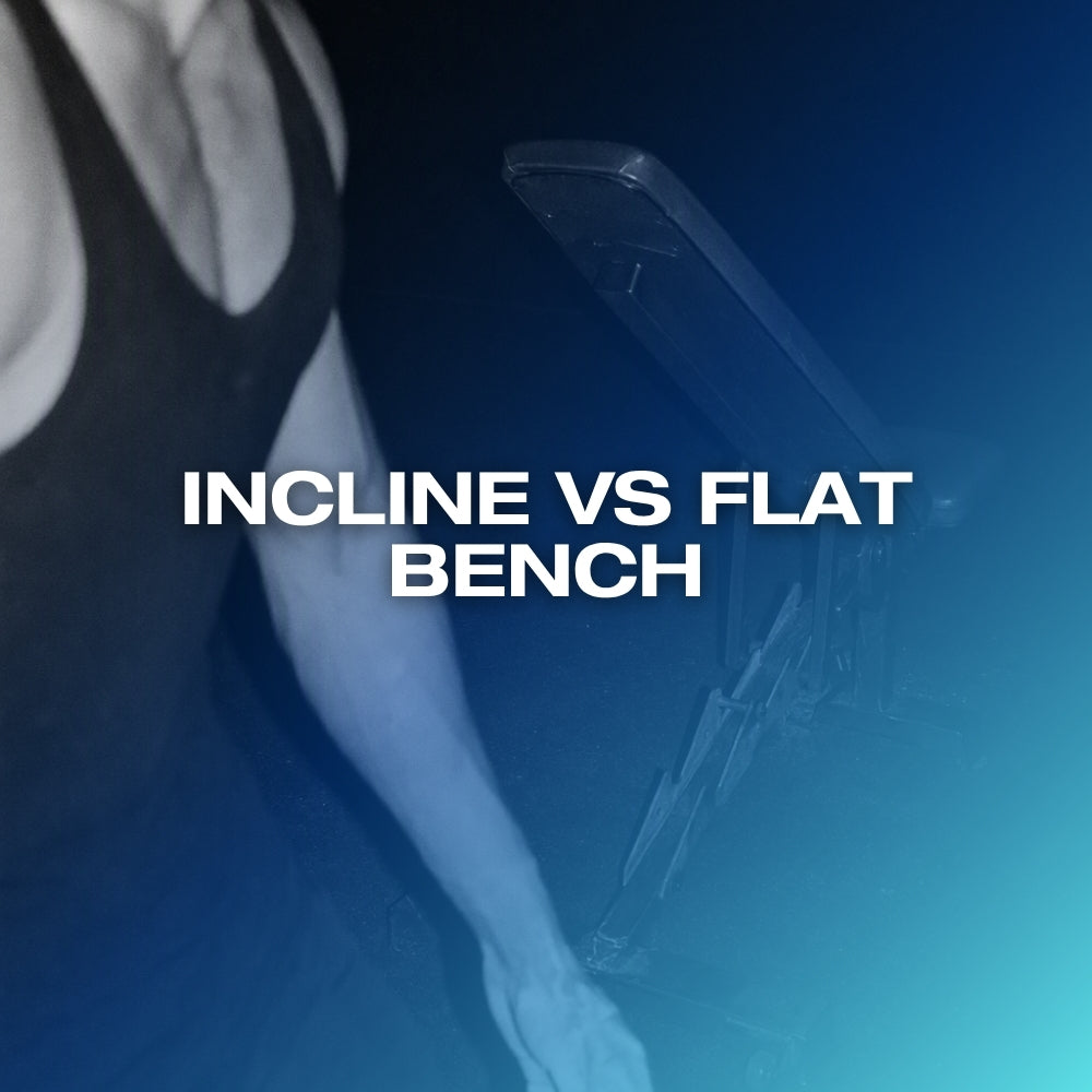 Incline vs flat bench: ETERNO blog feature image with the headline Incline vs Flat Bench over a dark blue gradient