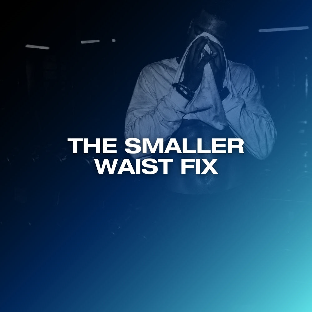 Smaller waist men: ETERNO blog feature image with the headline The Smaller Waist Fix over a dark blue gradient
