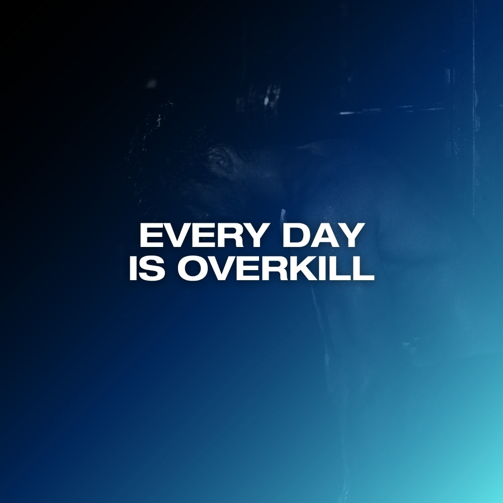 Train the same muscle every day: ETERNO blog feature image with the headline Every Day Is Overkill over a dark blue gradient