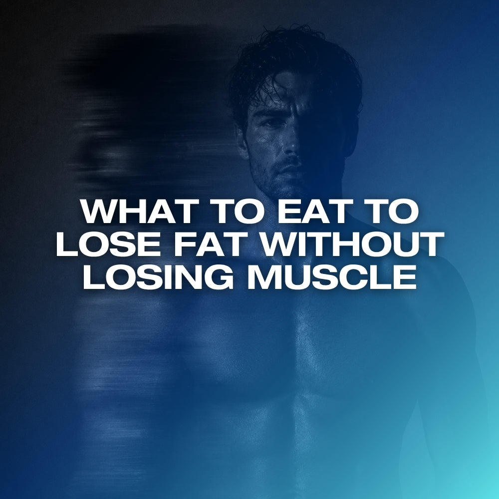 Muscular man with the question, “What to eat to lose fat without losing muscle”