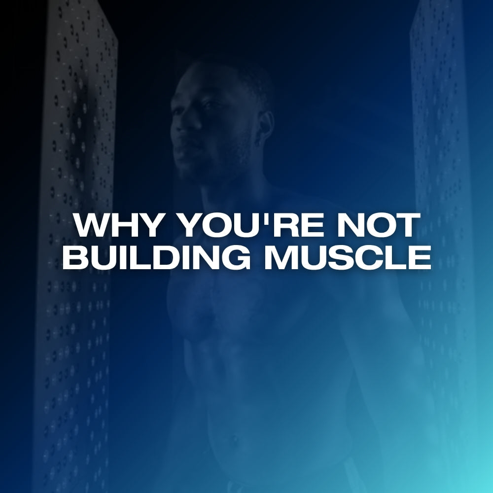 Why you are not building muscle: ETERNO blog feature image with the headline Why You're Not Building Muscle over a dark blue gradient