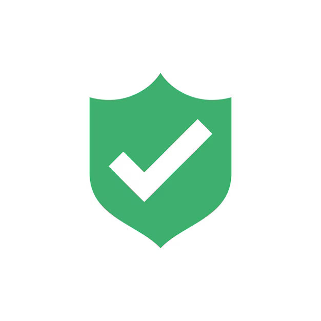 Green shield with a white check mark on a white background
